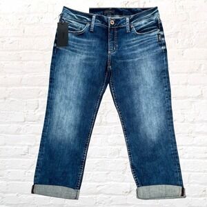 Silver Jeans Co Suki Capri Jeans Size 31x22.5 Mid Rise Curvy Cuffed Stretch NWT